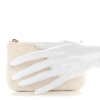 Chanel Caviar Quilted Small Cosmetic Case White 2 of 12