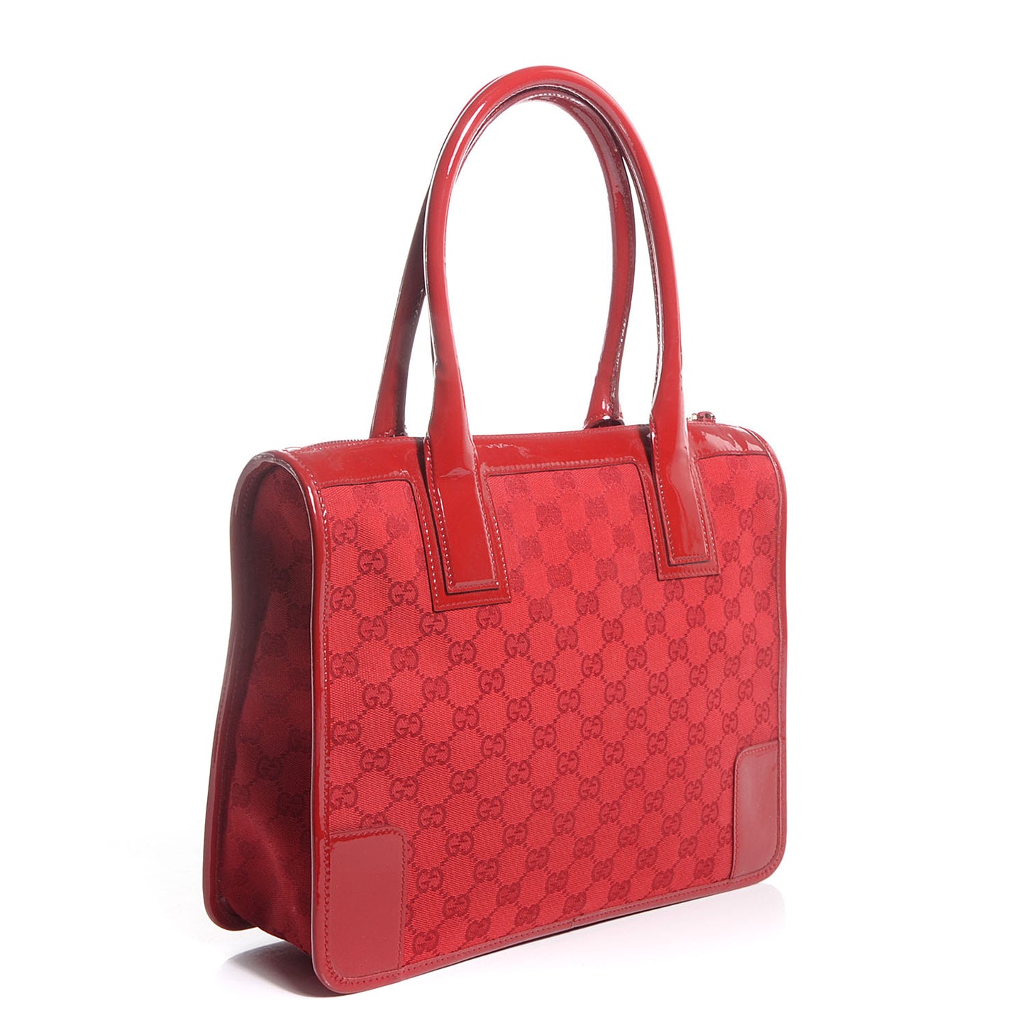 Patent Monogram Top Handle Tote Red