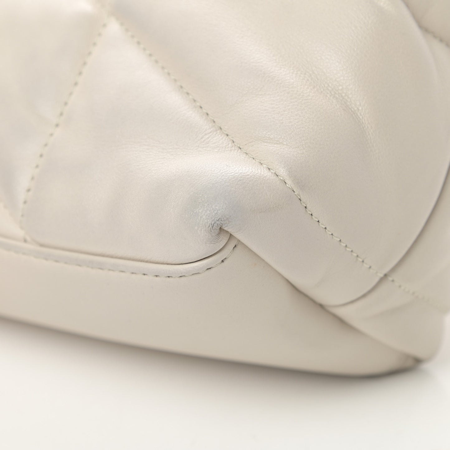 Lambskin Quilted Small Loulou Puffer Monogram Chain Satchel Crema Soft