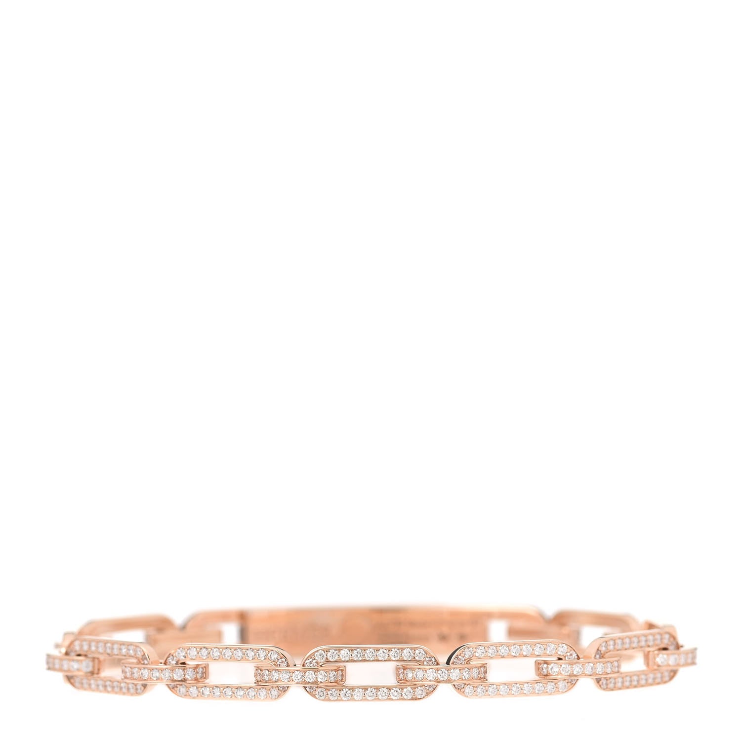 Hermes 18K Rose Gold Diamond Full Pave PM Kelly Chaine Bracelet ST 3 of 5