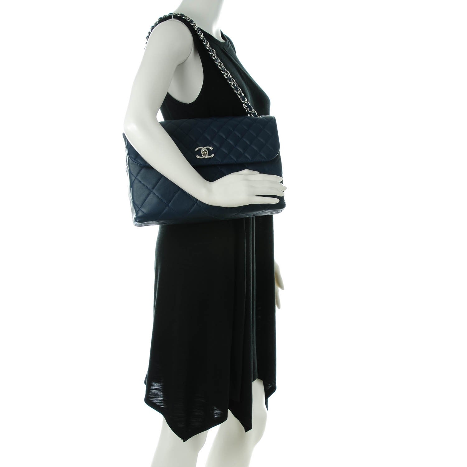 Chanel Calfskin Quilted In The Business Flap Dark Blue 2 of 9