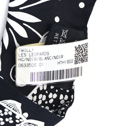 Hermes Silk Les Leopards Twilly Black White 3 of 4