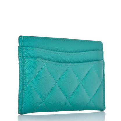 Chanel Caviar Quilted Card Holder Turquoise 4 of 13