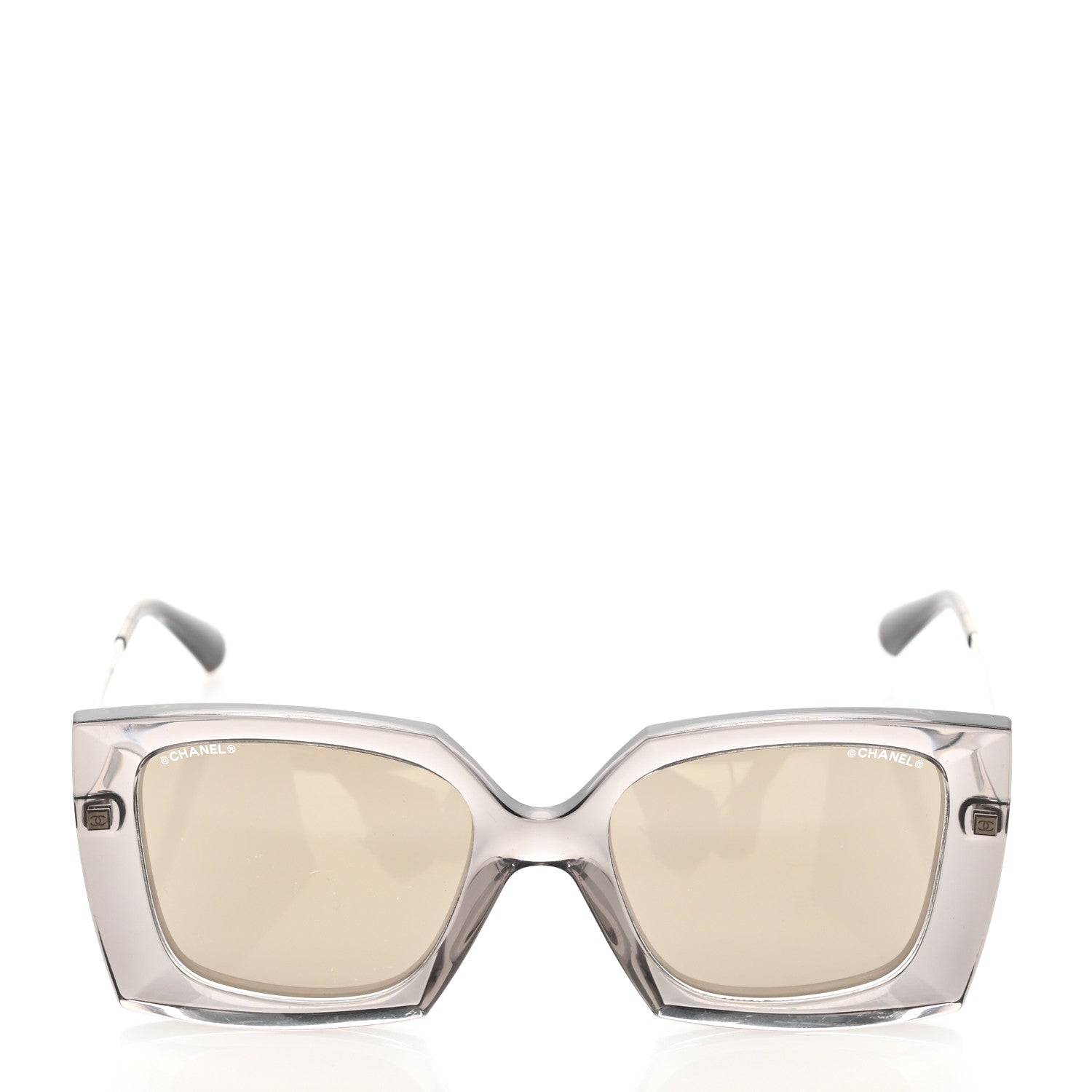 Chanel 18K White Gold Mirror Square Sunglasses 6051 Gray 2 of 7