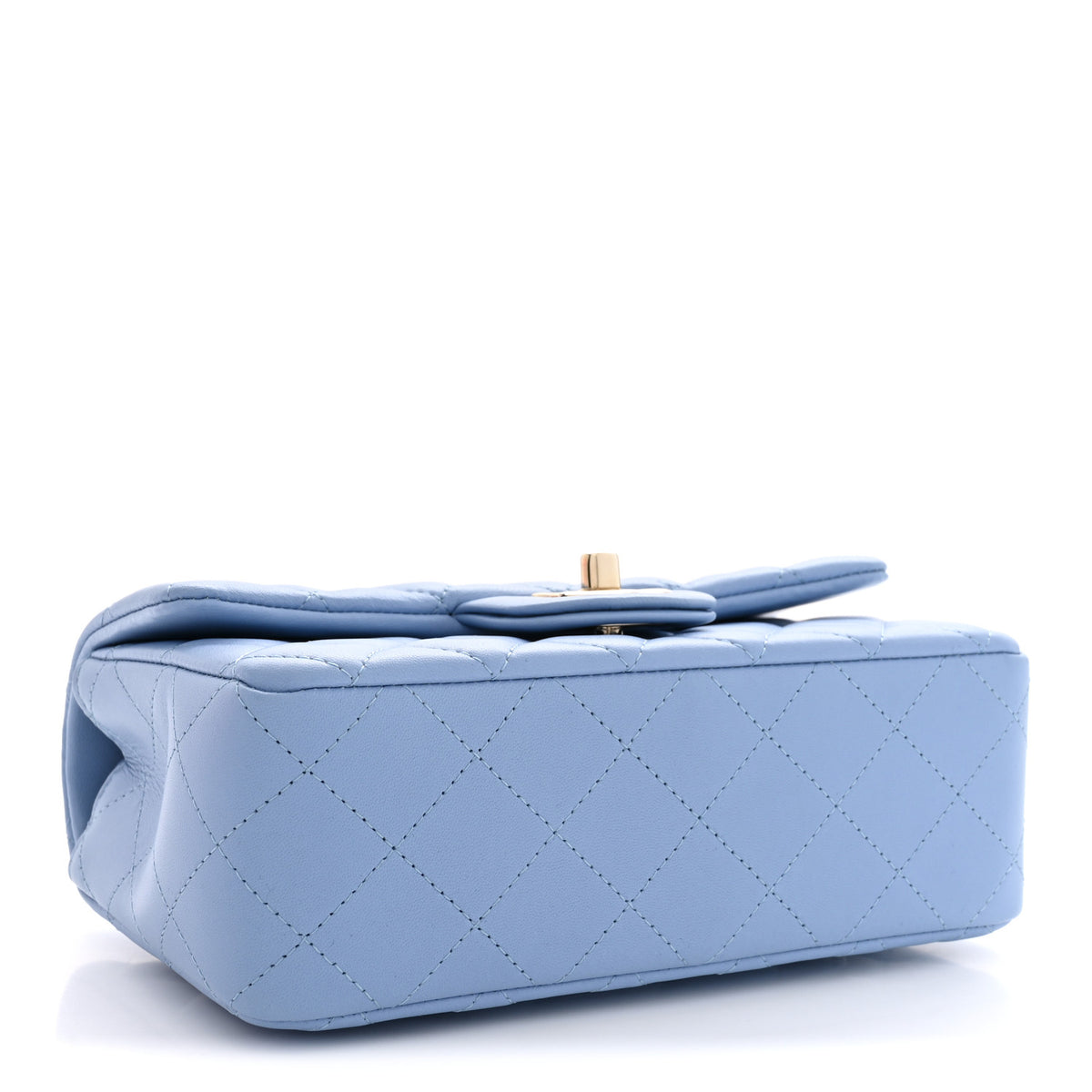 Lambskin Quilted Mini Rectangular Flap Light Blue