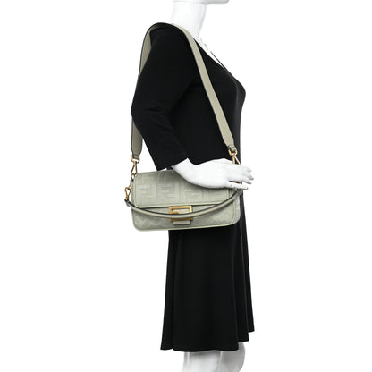 Fendi Canvas Vitello King FF Embroidered Baguette Green Tea 2 of 8