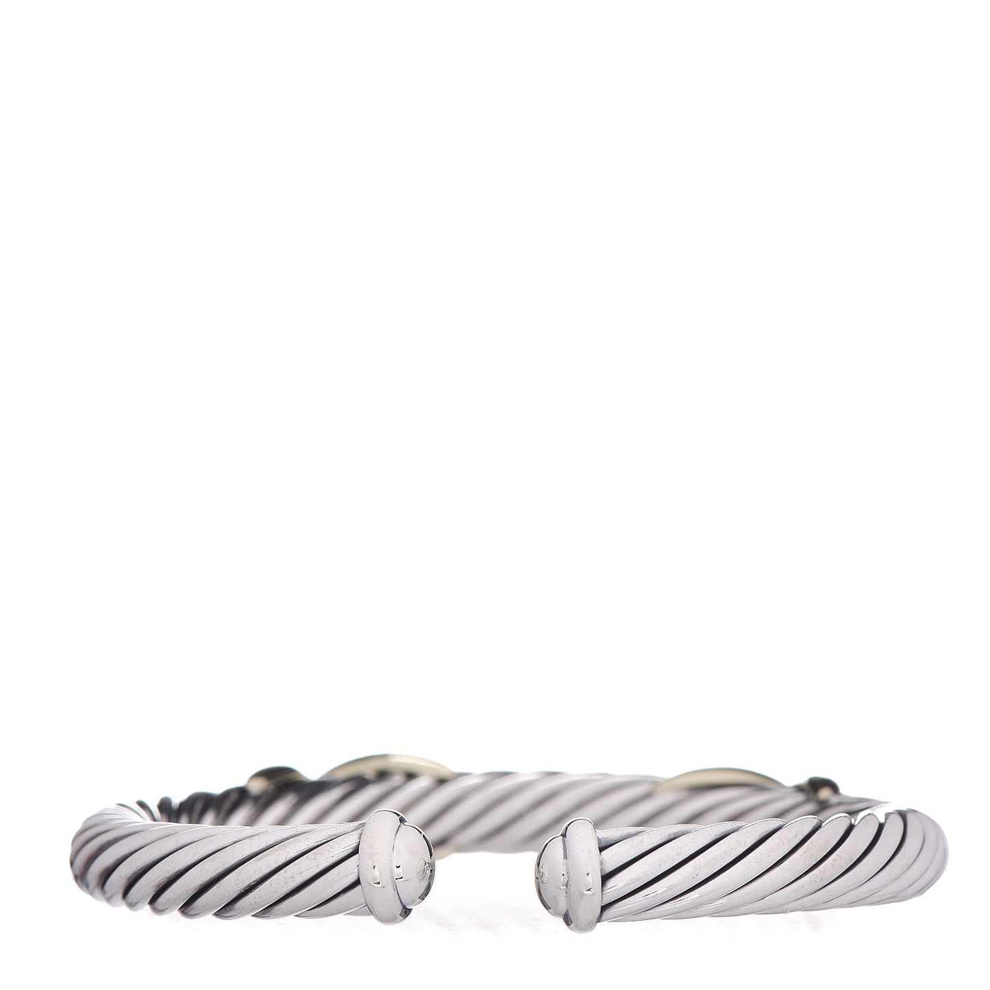 Sterling Silver 14K Yellow Gold 7mm Double X Cable Bracelet