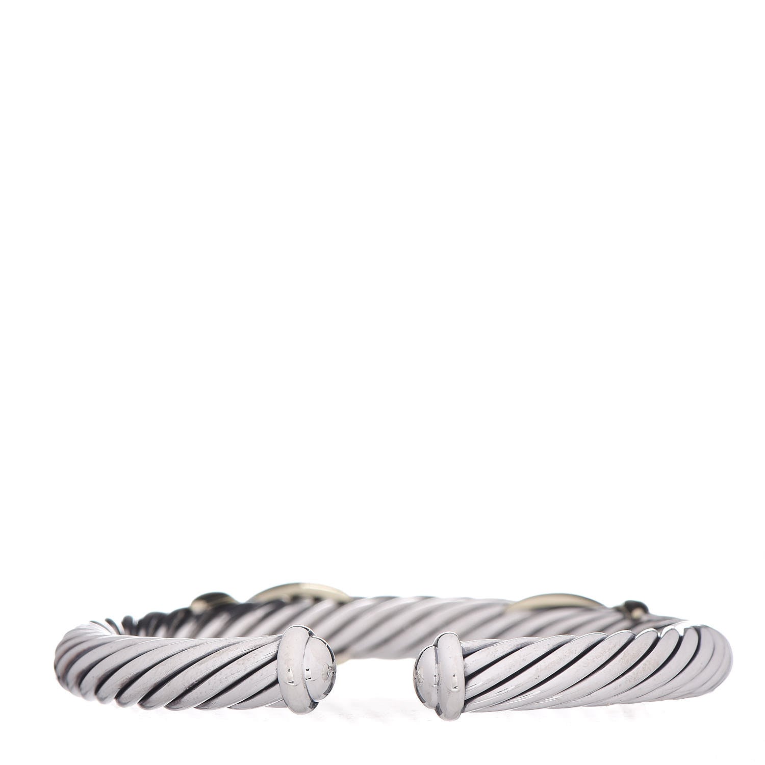 David Yurman Sterling Silver 14K Yellow Gold 7mm Double X Cable Bracelet 3 of 4