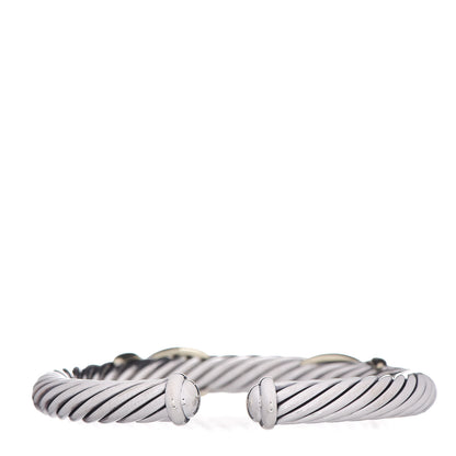 David Yurman Sterling Silver 14K Yellow Gold 7mm Double X Cable Bracelet 3 of 4