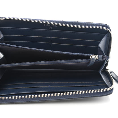 Chanel Patent Chevron Zip Around Wallet Blue 5 of 10