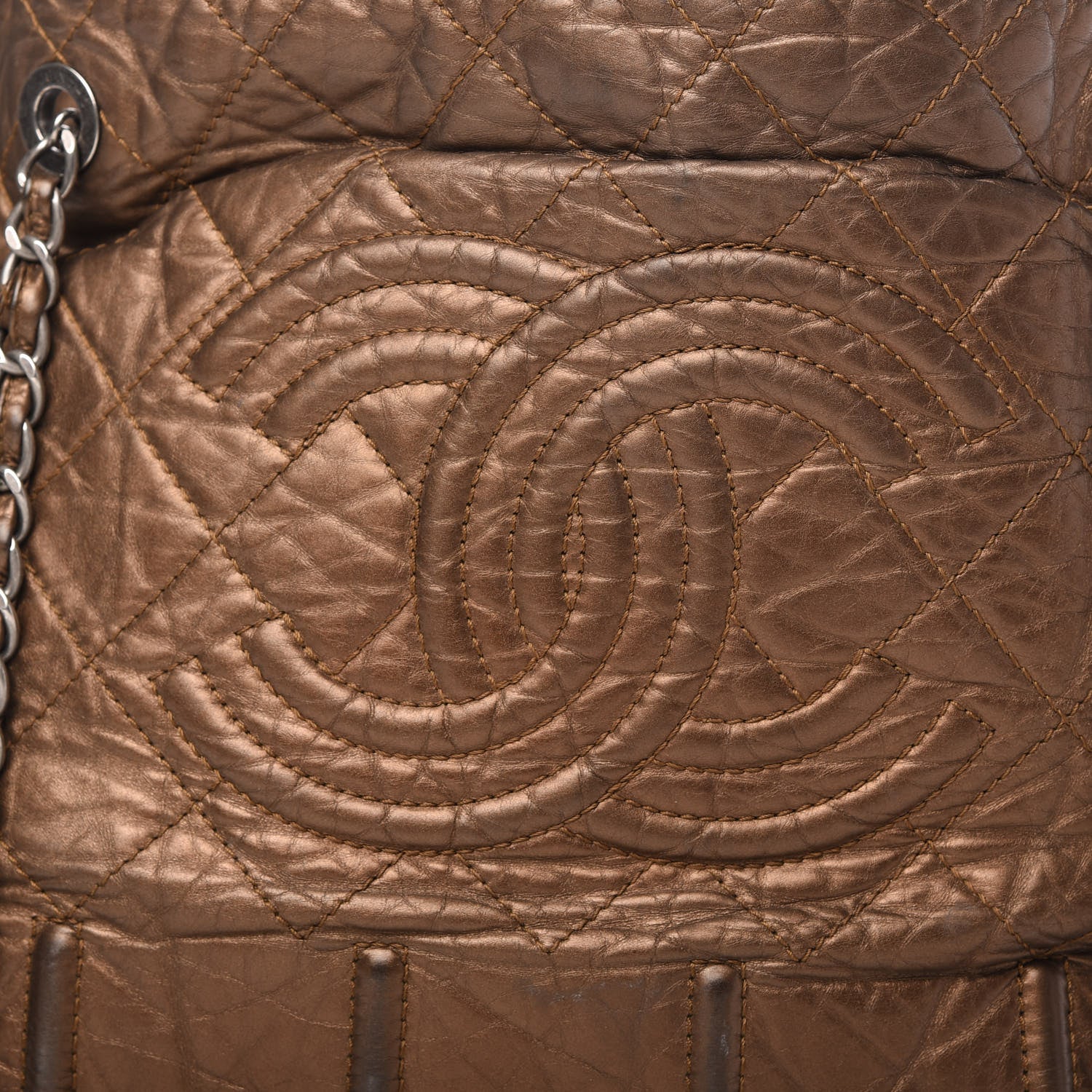 Chanel Metallic Aged Calfskin Large Shopping In Moscow Tote Bronze 10 of 10