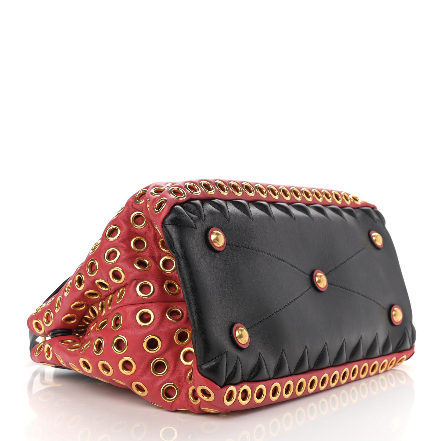 Nappa Matelasse Grommet Tote Rosso Black
