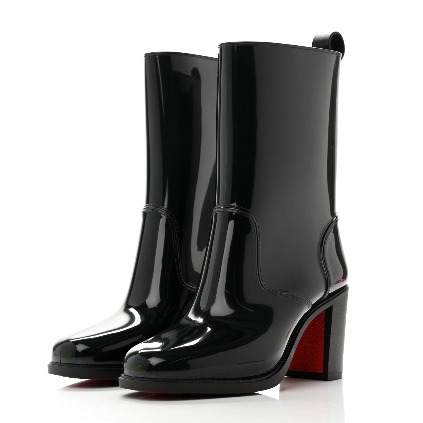 Recycled PVC Calfskin Loubirain 70 Boots 37 Black