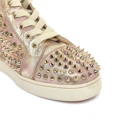 Christian Louboutin Metallic Crinkled Nappa Womens Louis Spikes Flat Sneakers 38.5 Rose Gold Multicolor 12 of 16
