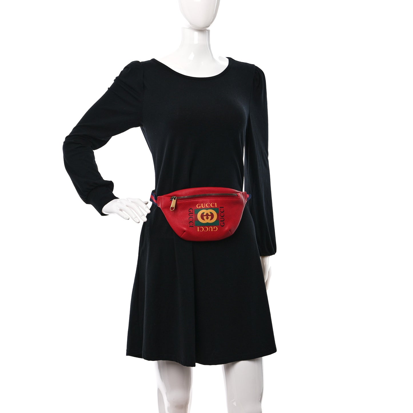 Grained Calfskin Small Logo Belt Bag Hibiscus Red