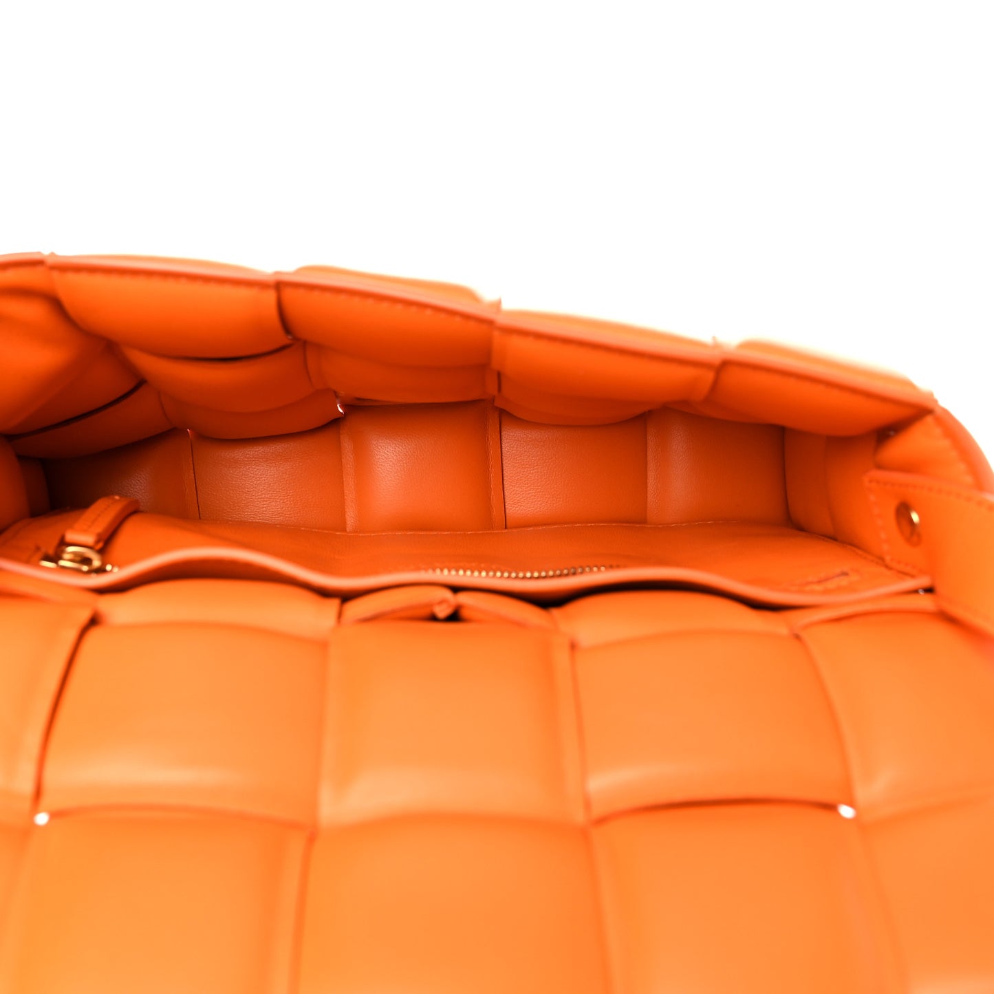 Nappa Maxi Intreccio Padded Cassette Crossbody Bag Orange