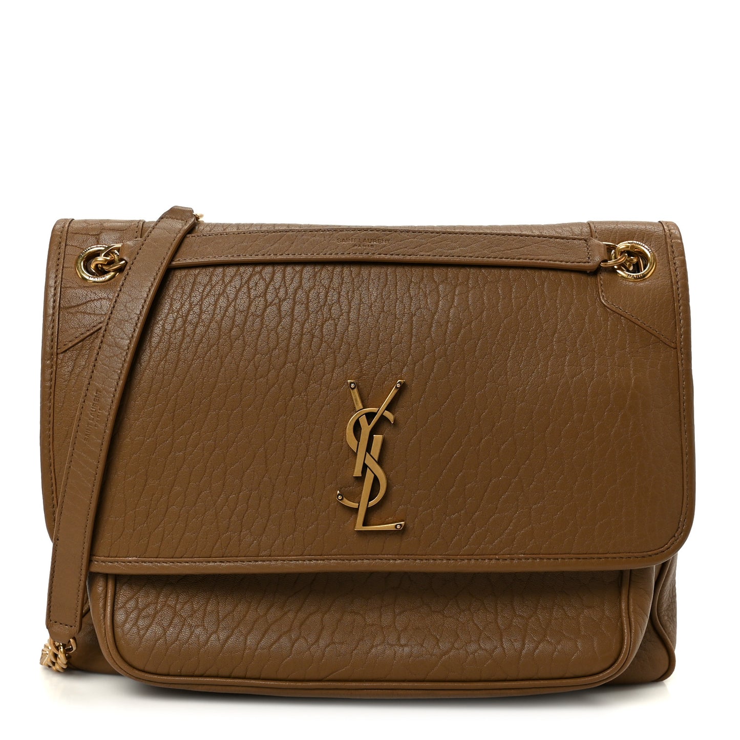 Grained Lambskin Monogram Large Niki Chain Satchel Dark Cork