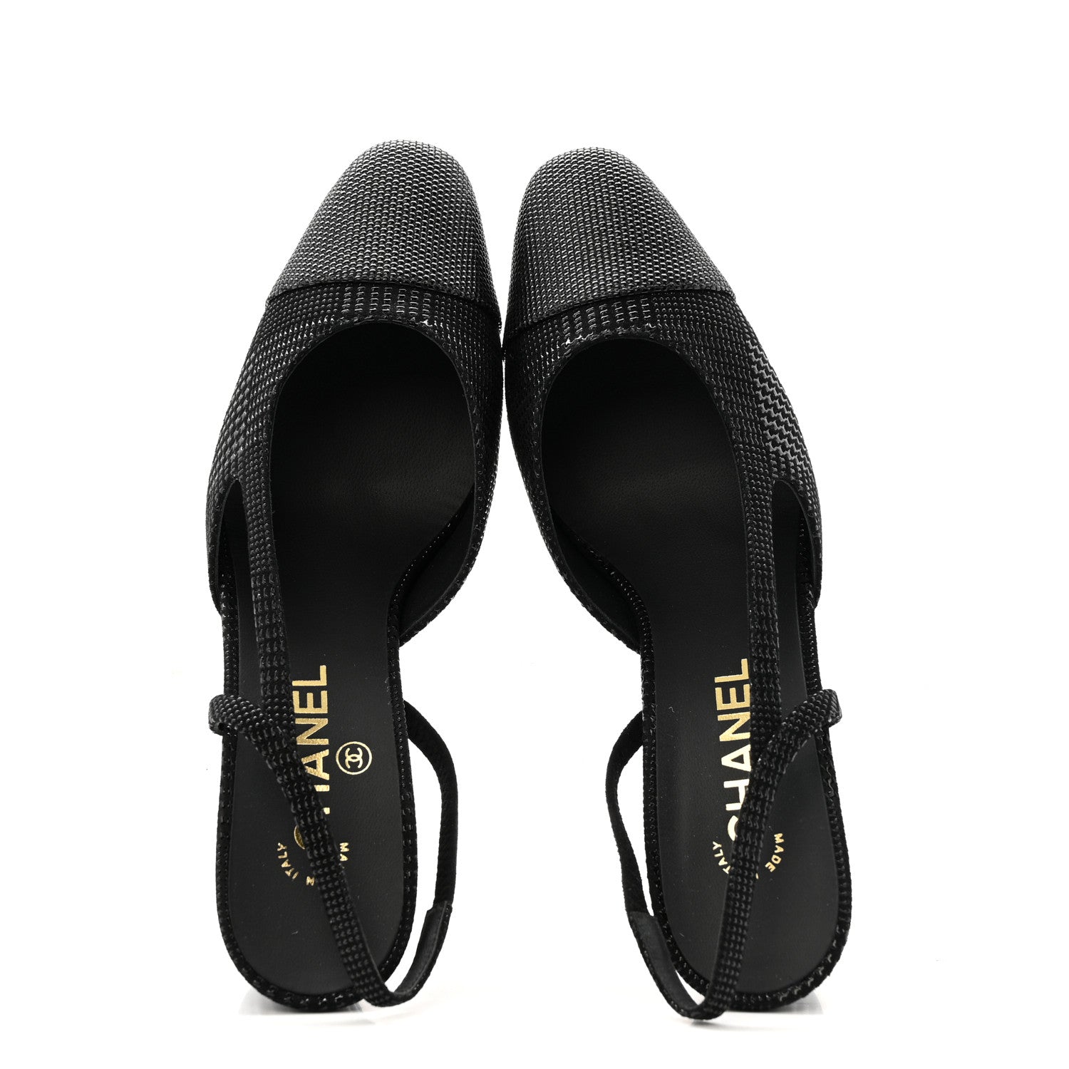 Chanel Suede Kidskin Cap Toe CC Slingback Pumps 39 Black 2 of 10