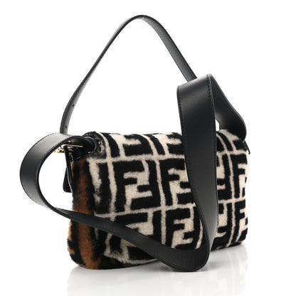 Fendi Shearling Vitello Dolce Macro FF 1974 Baguette White Ice Tortora Tobacco 3 of 8