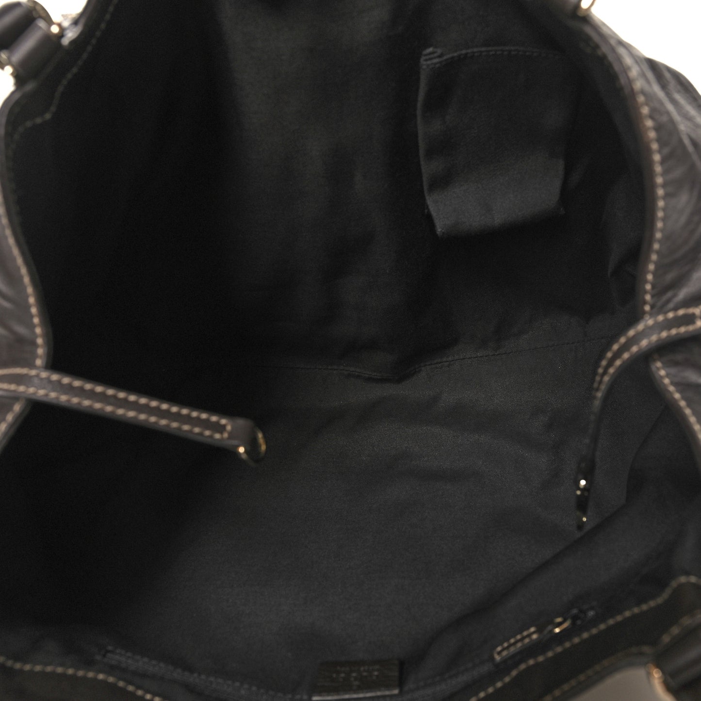 Calfskin Large D Gold Ring Shoulder Bag Chocolate