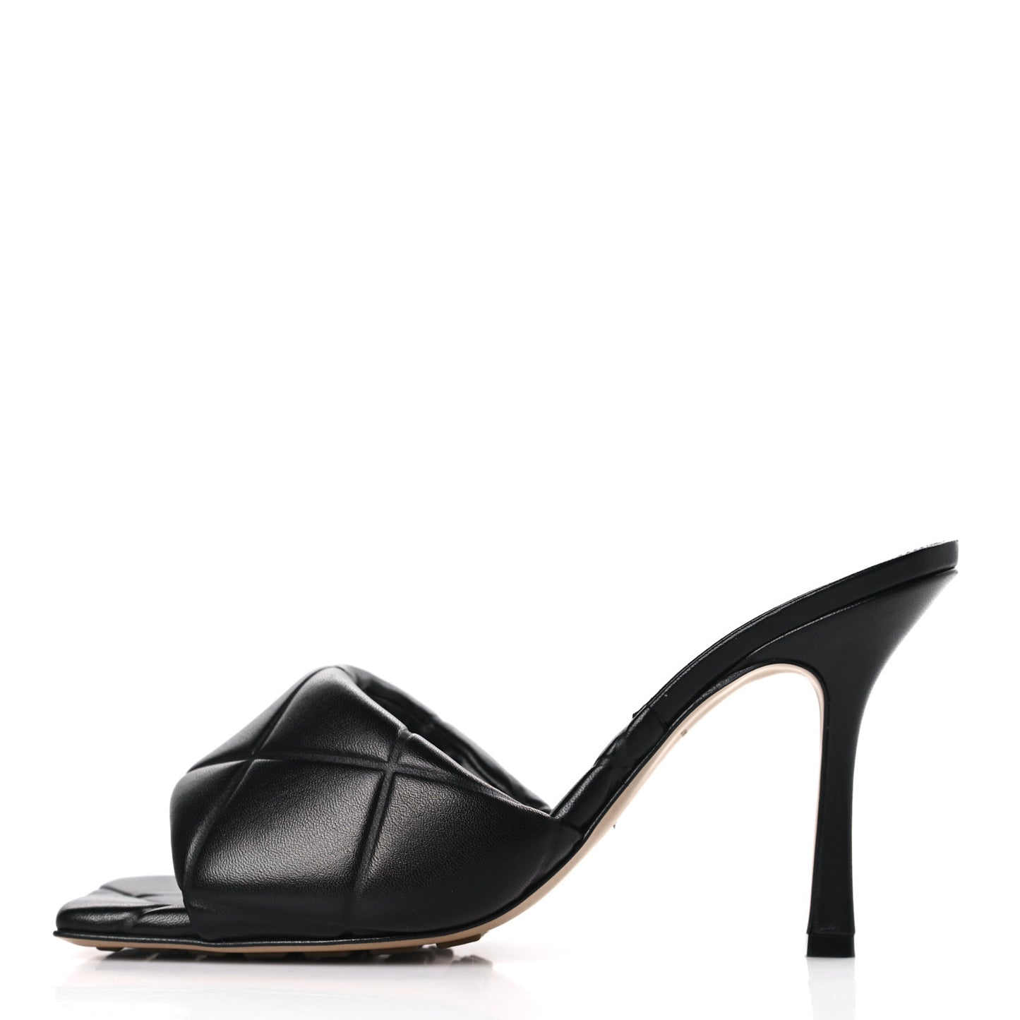 Nappa Quilted Rubber Lido Mule Sandals 40 Black
