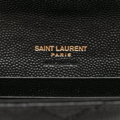Saint Laurent Grain De Poudre Matelasse Chevron Small Monogram Envelope Wallet Black 6 of 8