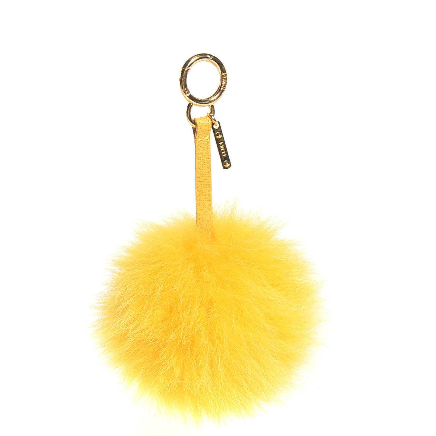 Fox Fur Pom Pom Bag Charm Yellow