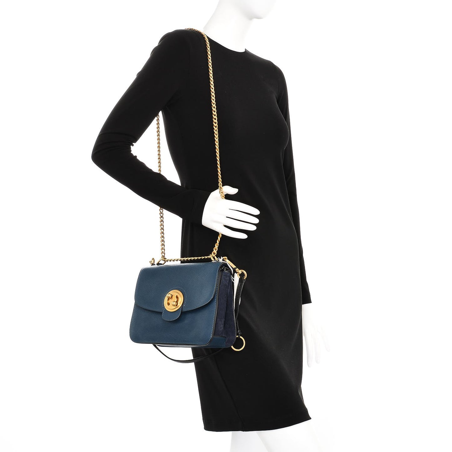 Goatskin Medium Mily Shoulder Bag Denim Blue