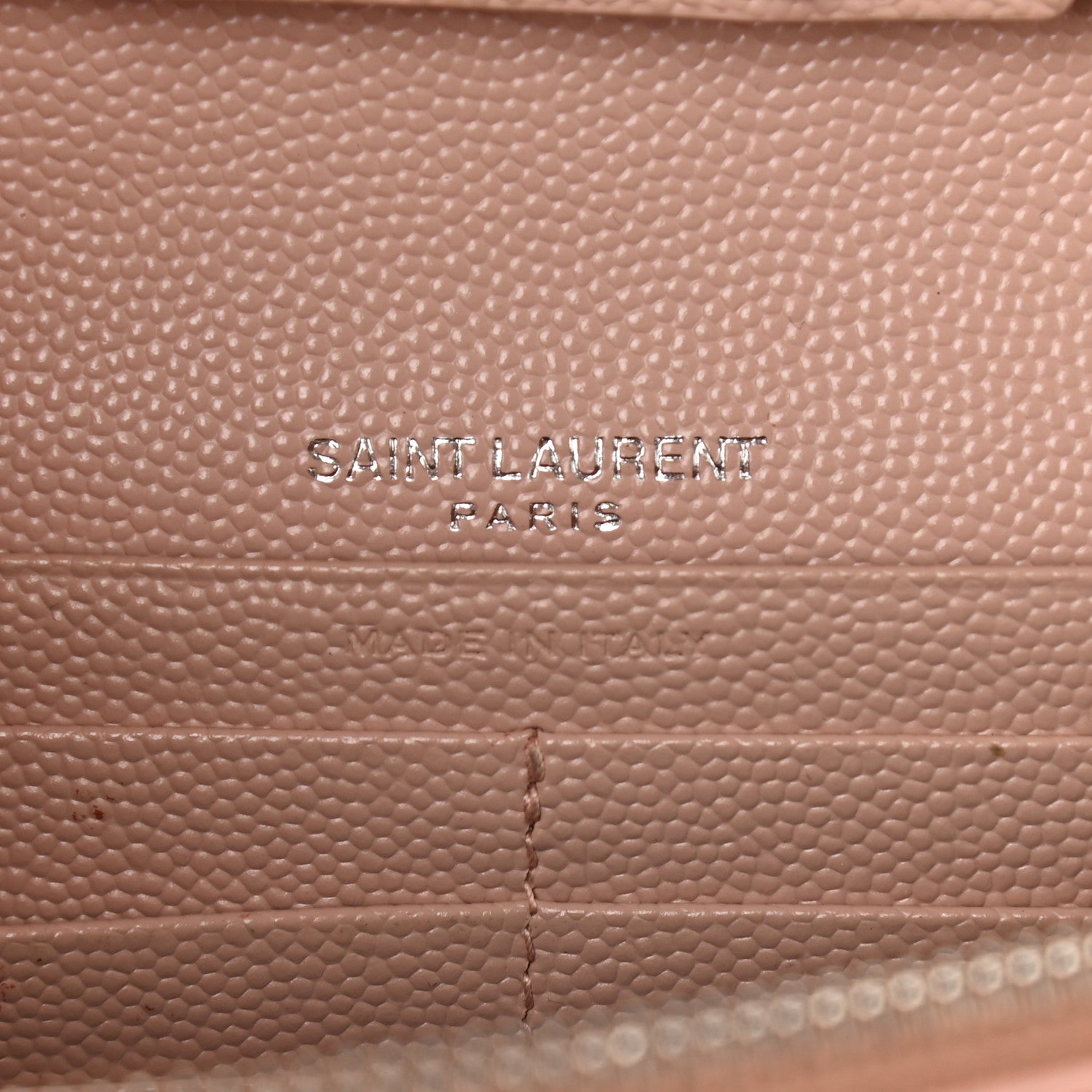 Saint Laurent Grain De Poudre Matelasse Chevron Monogram Chain Wallet Pale Pink 6 of 12