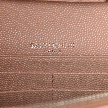 Saint Laurent Grain De Poudre Matelasse Chevron Monogram Chain Wallet Pale Pink 6 of 12