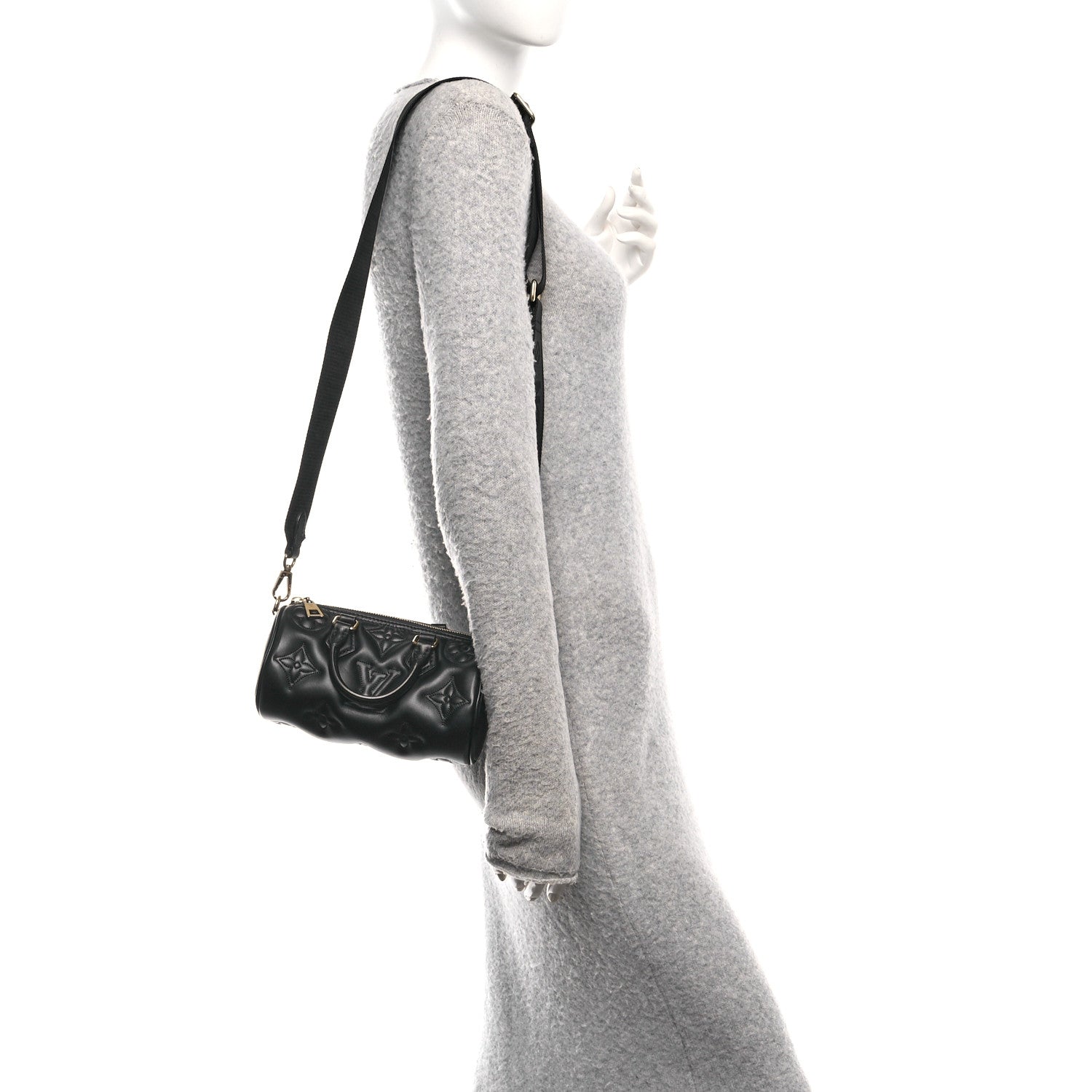 Louis Vuitton Calfskin Bubblegram Papillon BB Black 2 of 9