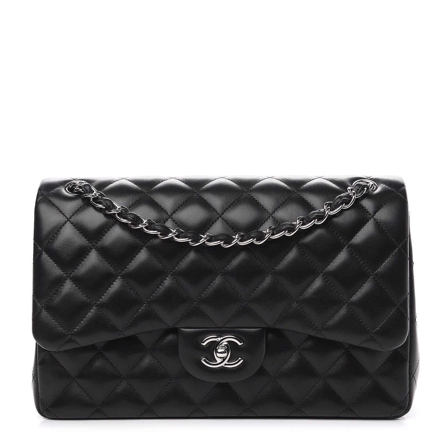 Chanel Lambskin Quilted Jumbo Double Flap Black 1 of 11