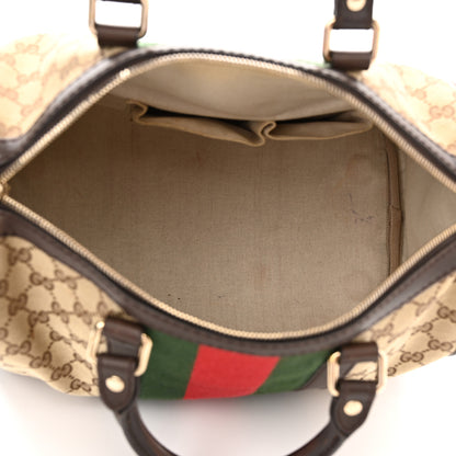 Gucci Monogram Selleria Calfskin Vintage Web Medium Boston Beige Ebony Cocoa 5 of 21