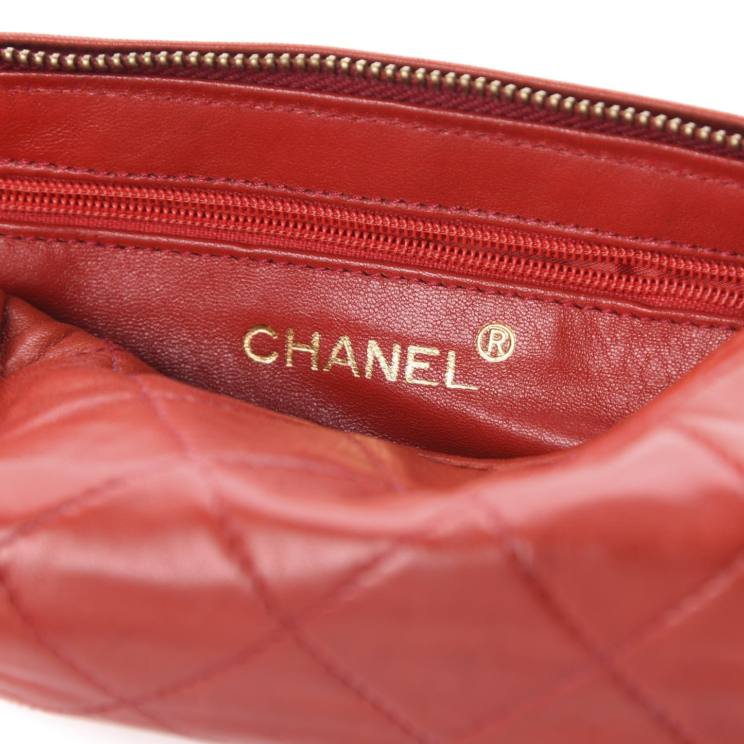 Lambskin Quilted Tassel Pouch Red