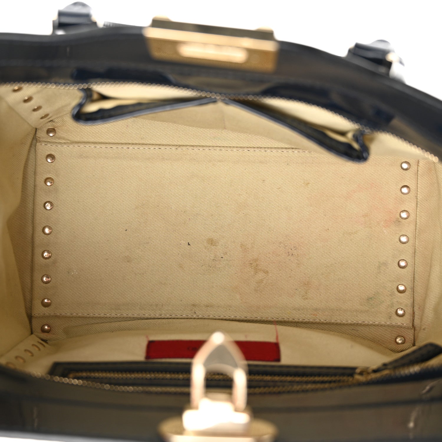 Valentino Garavani Patent Small Rockstud Double Handle Tote Marine 5 of 20