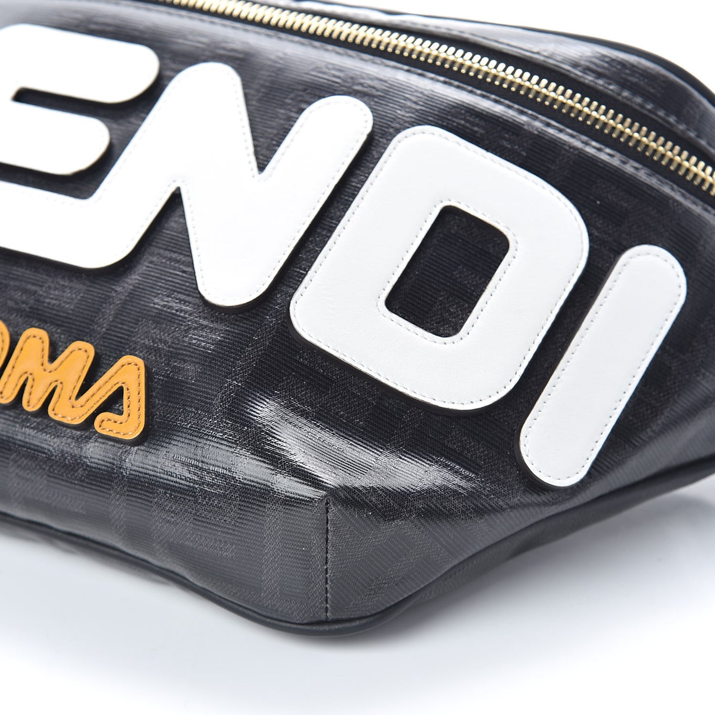 X FILA Glazed Fabric Vitello Century FF 1974 Mania Belt Bag Black White