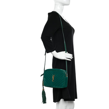 Saint Laurent Velvet Matelasse Monogram Lou Camera Bag Deep Malachite 2 of 9