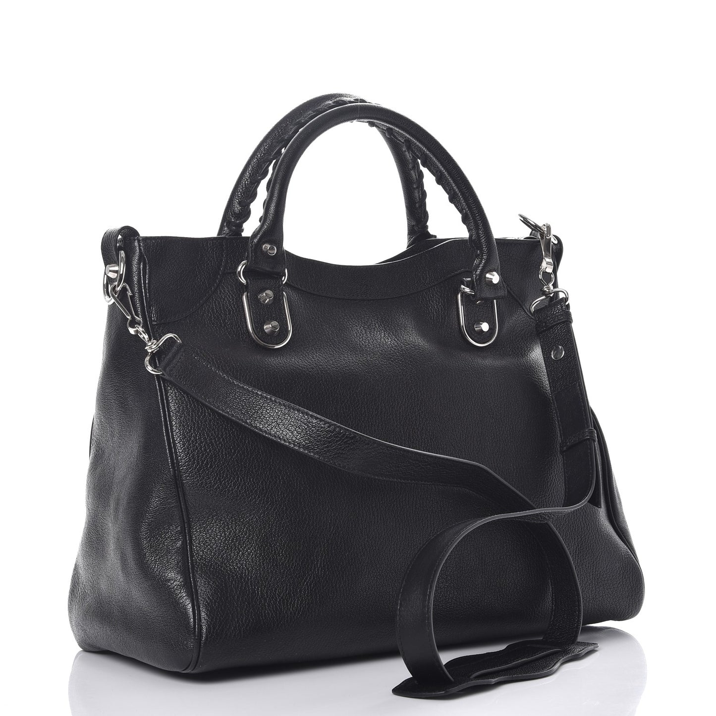 Chevre Silver Metallic Edge Hardware Velo Black