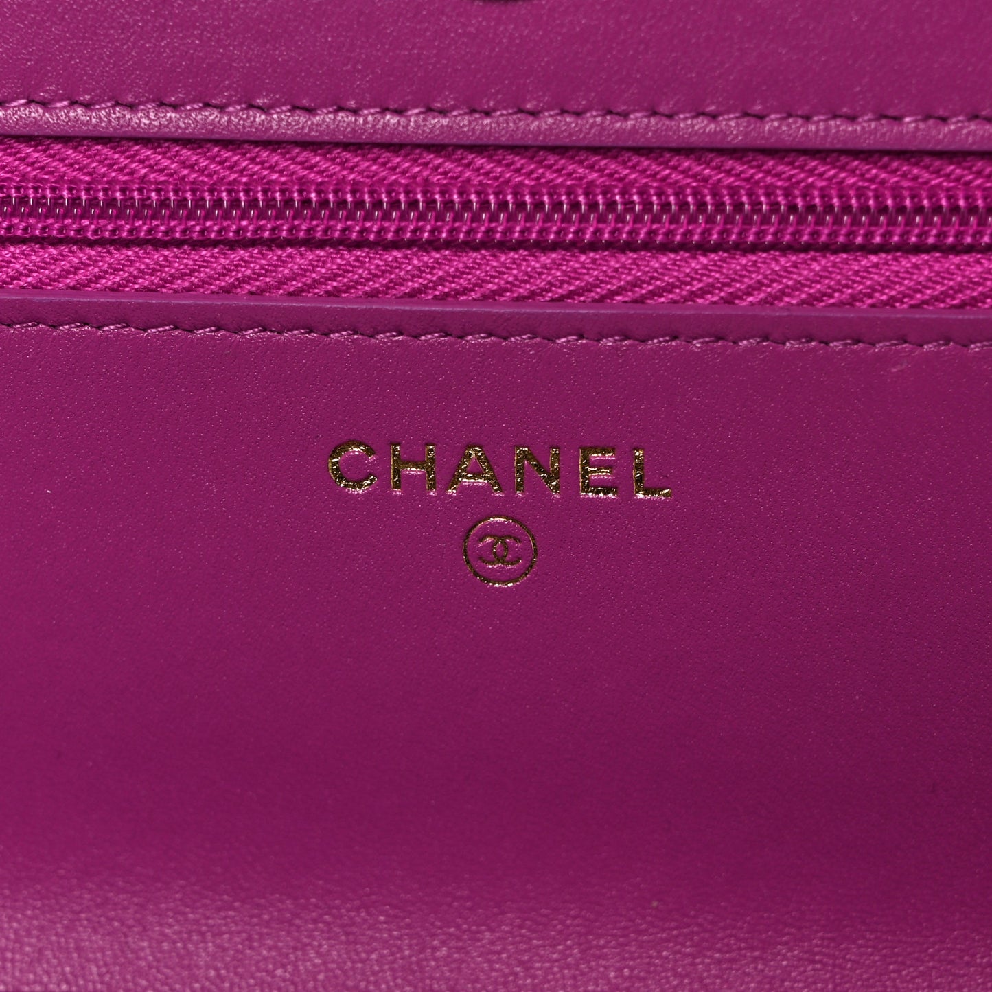 Lambskin Quilted Wallet On Chain WOC Dark Blue Pink