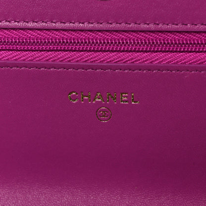 Chanel Lambskin Quilted Wallet On Chain WOC Dark Blue Pink 5 of 8