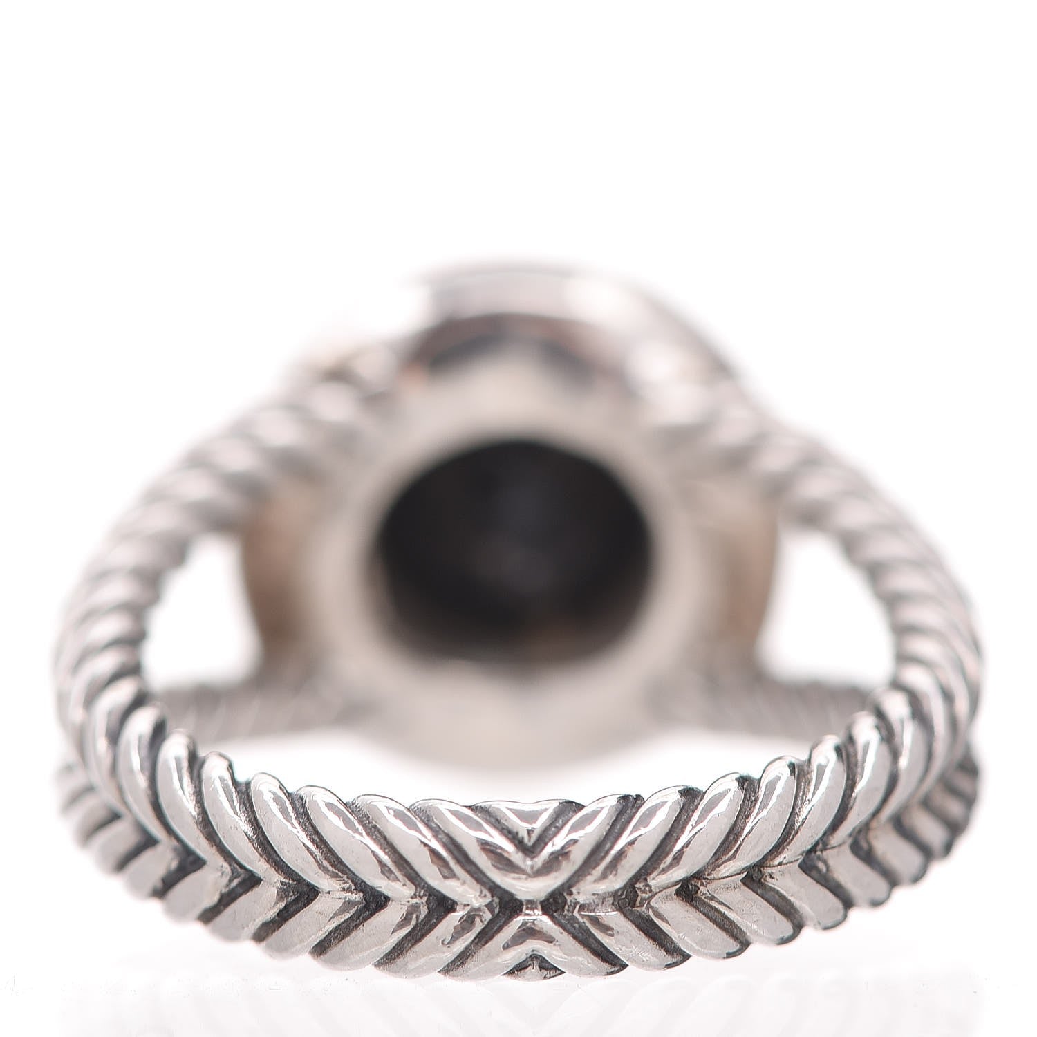 David Yurman Sterling Silver Diamond Black Onyx 8mm Petite Cerise Ring 53 6.25 4 of 5