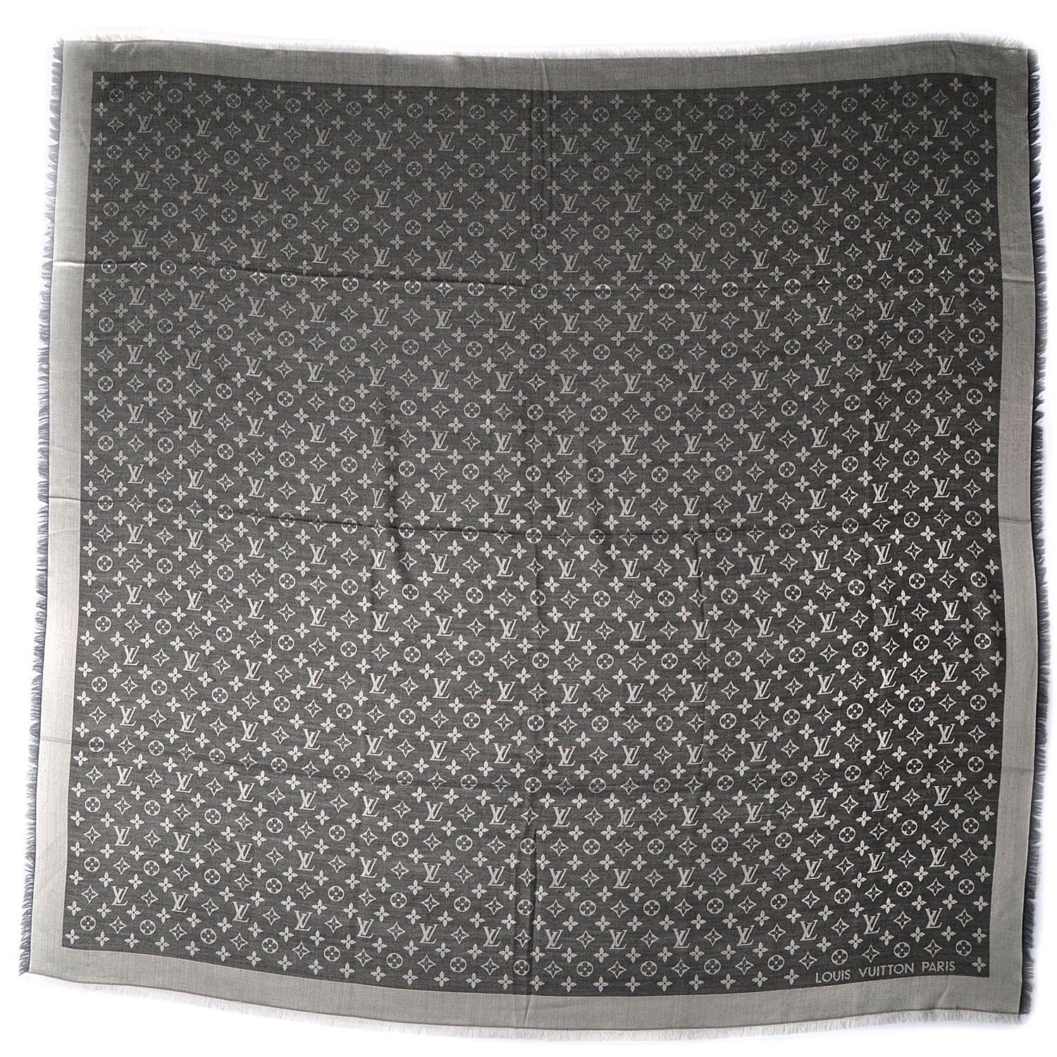 Louis Vuitton Silk Wool Monogram Denim Shawl Black 3 of 5