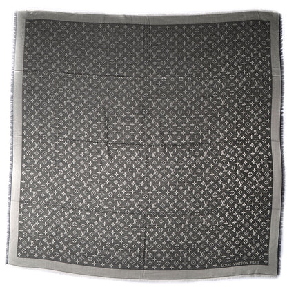 Louis Vuitton Silk Wool Monogram Denim Shawl Black 3 of 5