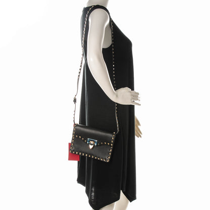 Valentino Garavani Vitello Rockstud Shoulder Flap Bag Black 2 of 6