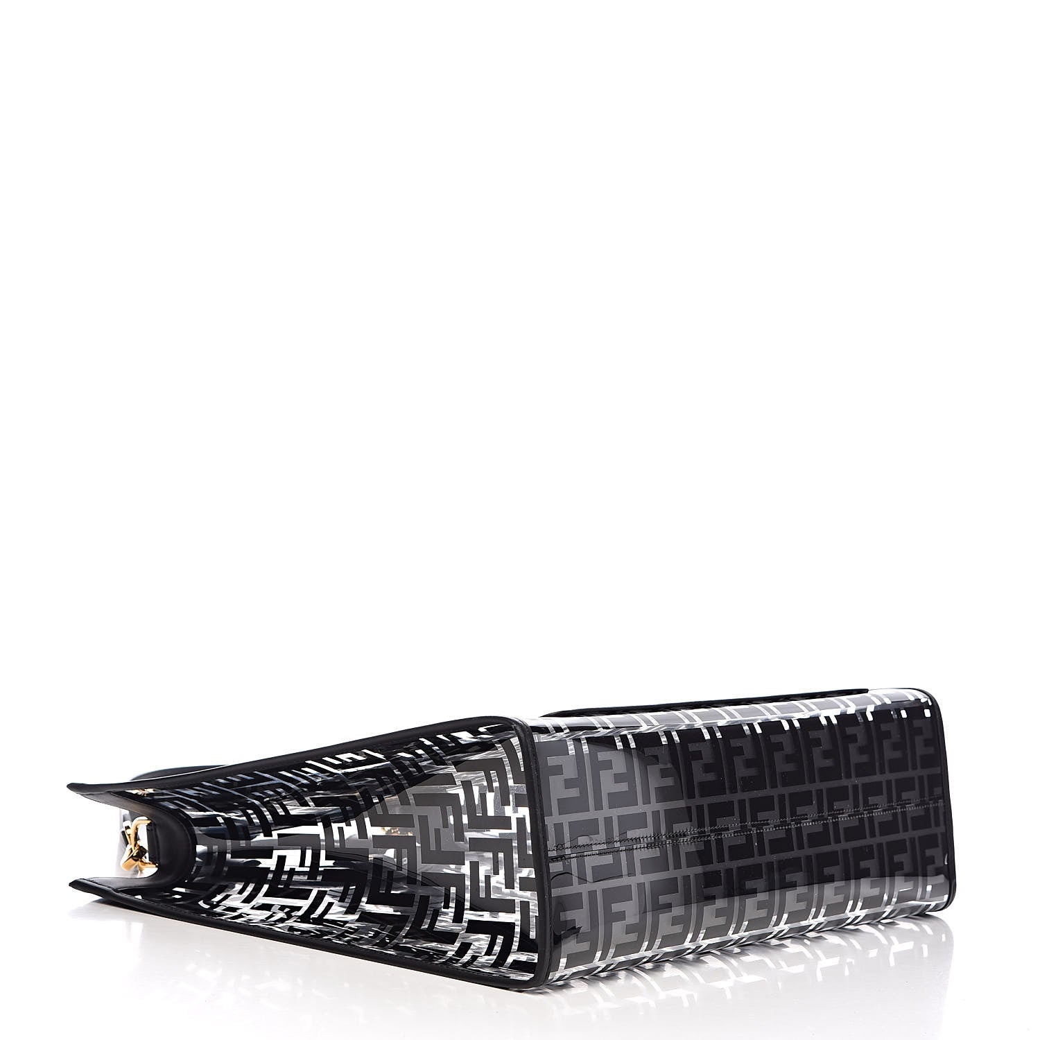 Fendi TPU FF Vitello Century Plexiglass Medium Runaway Shopper Tote Black 4 of 12
