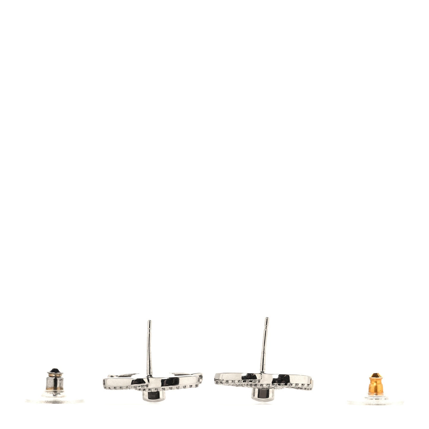 Crystal CC Turnlock Earrings Silver