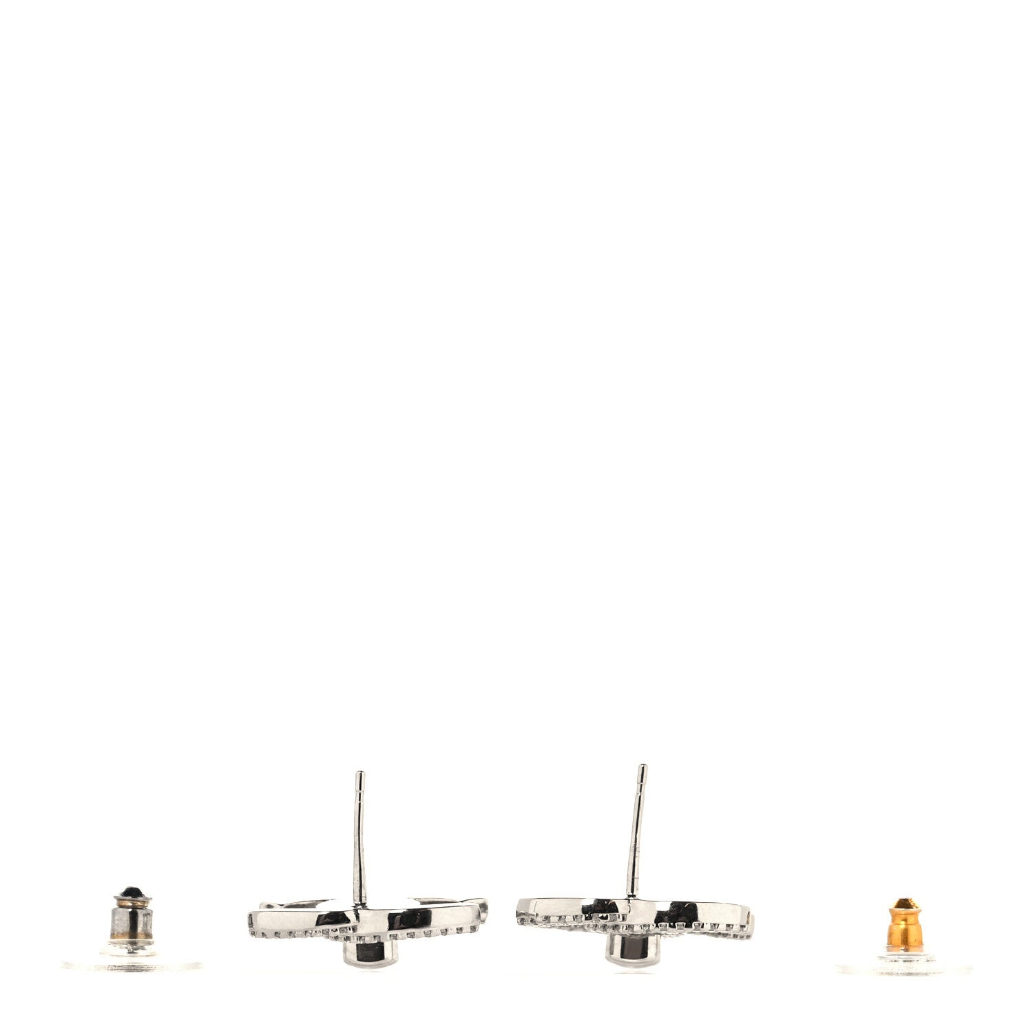 Chanel Crystal CC Turnlock Earrings Silver 3 of 4