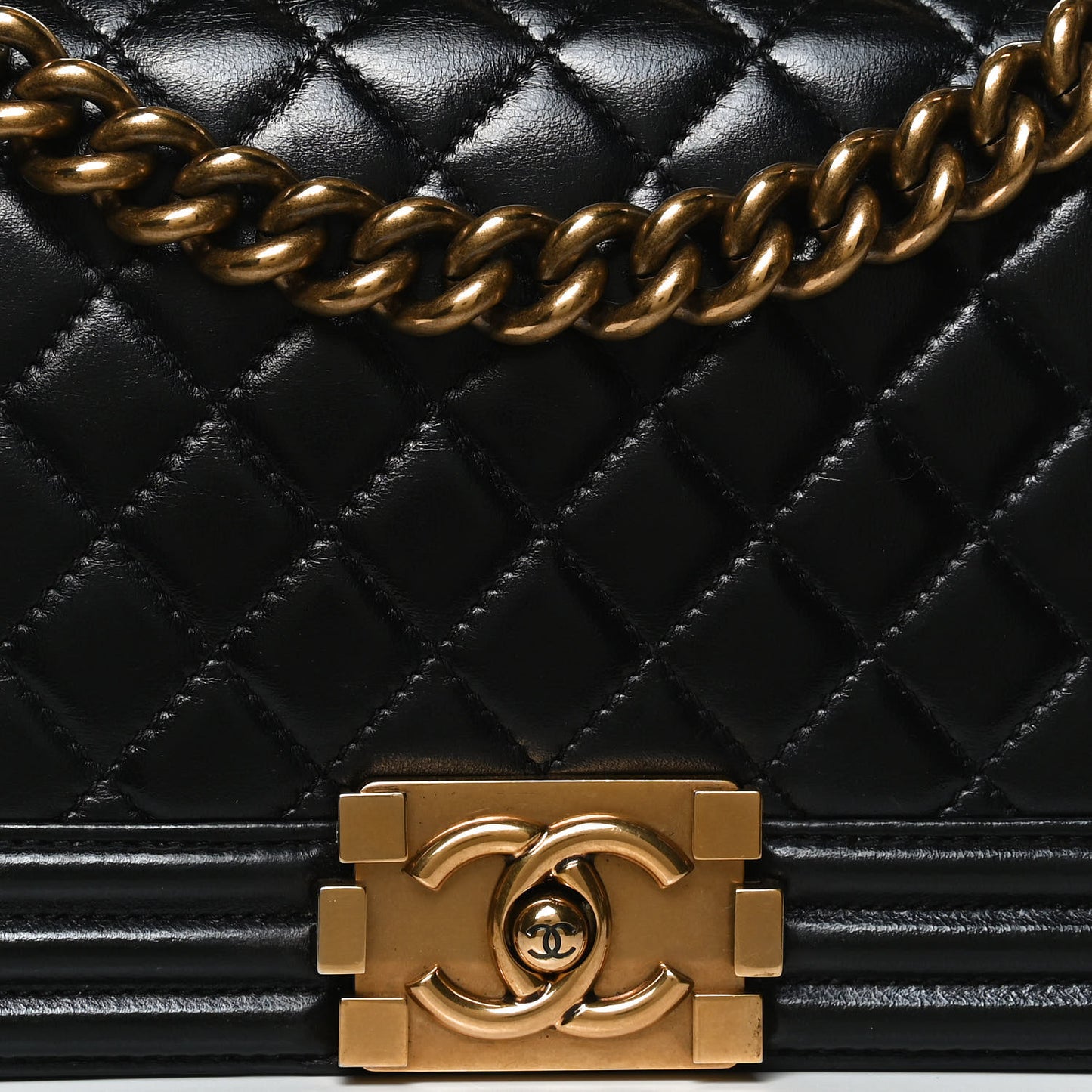 Calfskin Quilted Medium Boy Flap Black