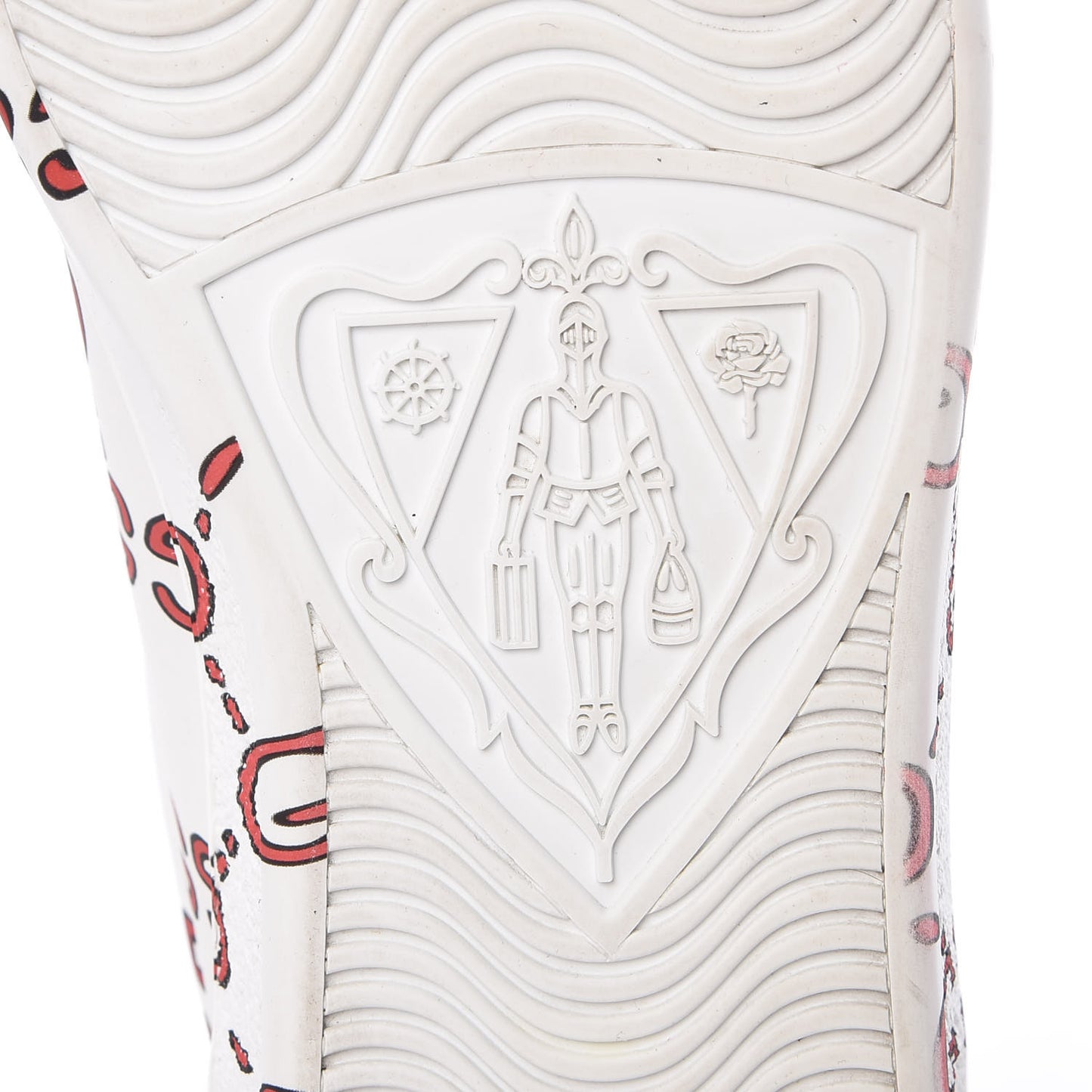 Calfskin GucciGhost Print Mens Ace Sneakers 7.5 White Hibiscus Red