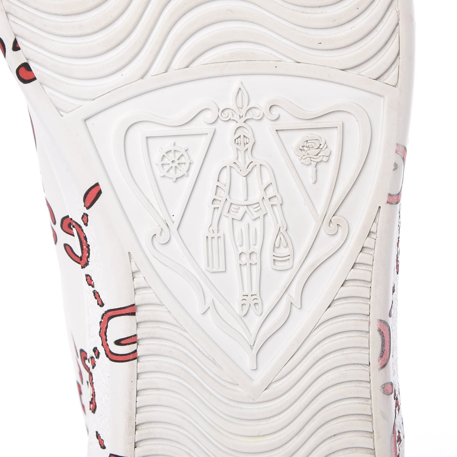 Gucci Calfskin GucciGhost Print Mens Ace Sneakers 7.5 White Hibiscus Red 8 of 17